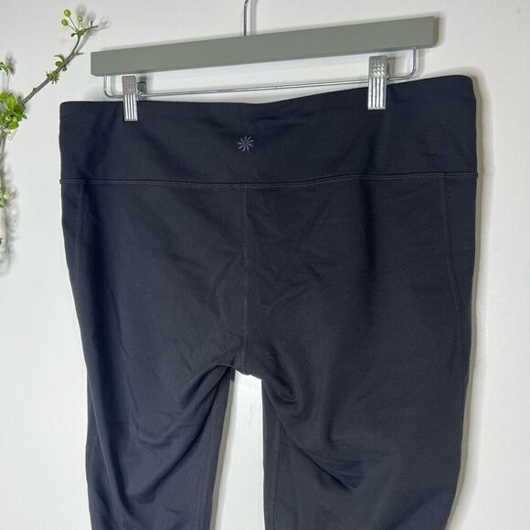 Athleta Black Crop Aerobic Workout Pants Criss Cross Sz XL - Picture 6 of 9